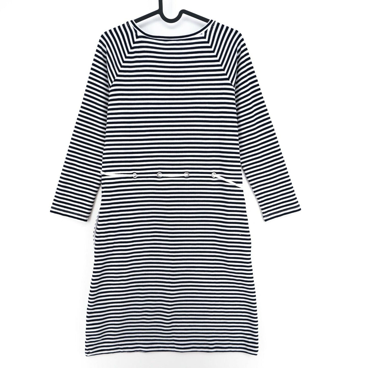 Nautica Black White Striped Long Sleeves Crew Neck Dress Size XS