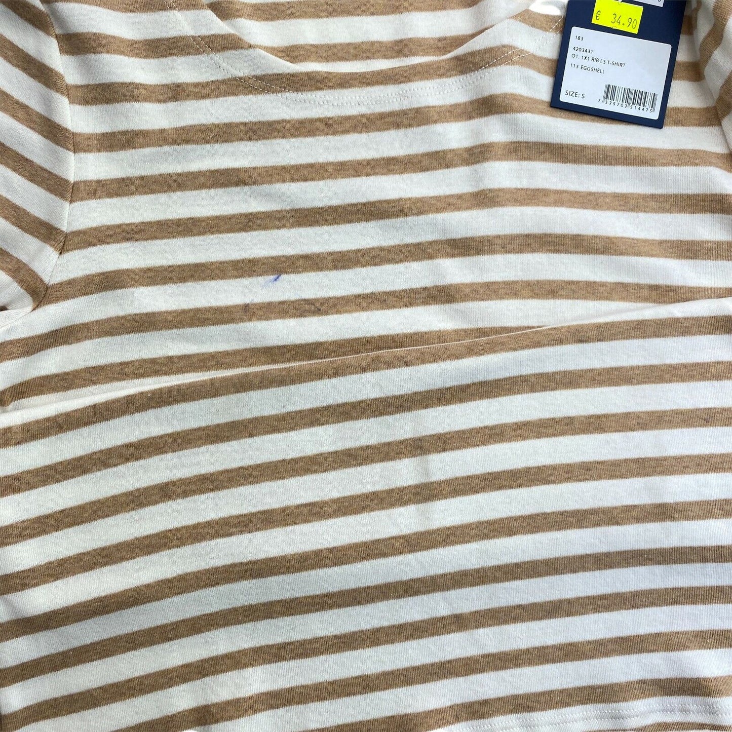 GANT Brown 1x1 Rib Striped Long Sleeves T Shirt Size S