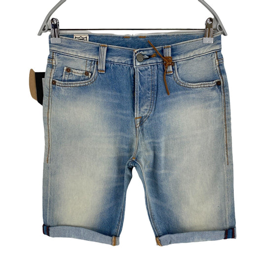 RRP €194 HTC Blue 100% Cotton Denim Bermuda Shorts Size W26 W27