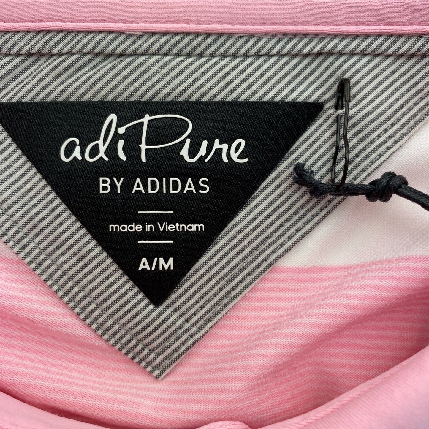 Adidas Adipure Golf Pink gestreiftes Poloshirt Größe M