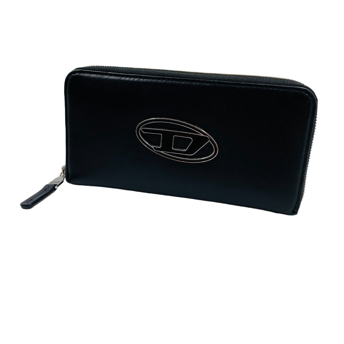 DIESEL Black Women Zip Around Logo Leather Wallet