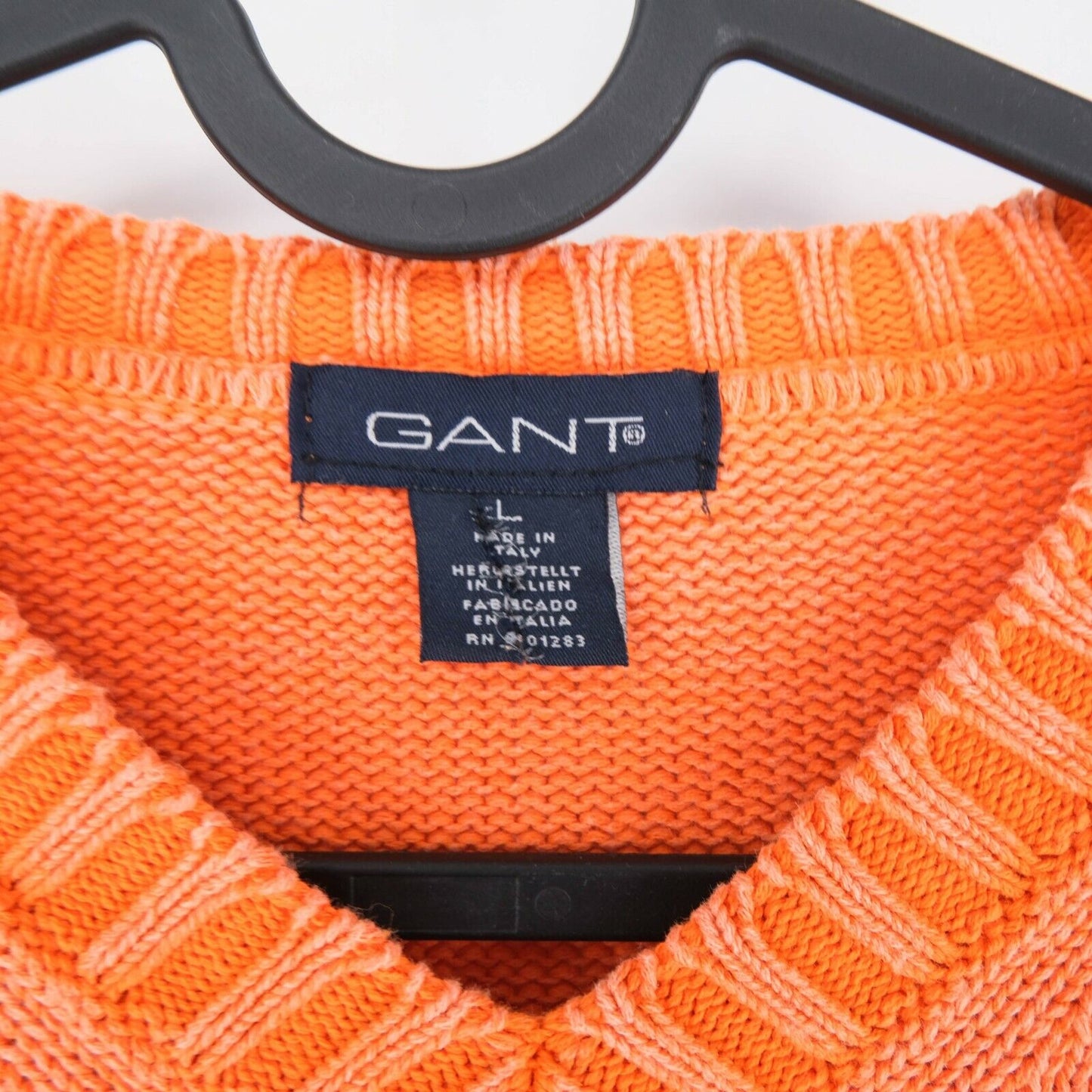 GANT Orange Cotton V Neck Sweater Pullover Jumper Size L