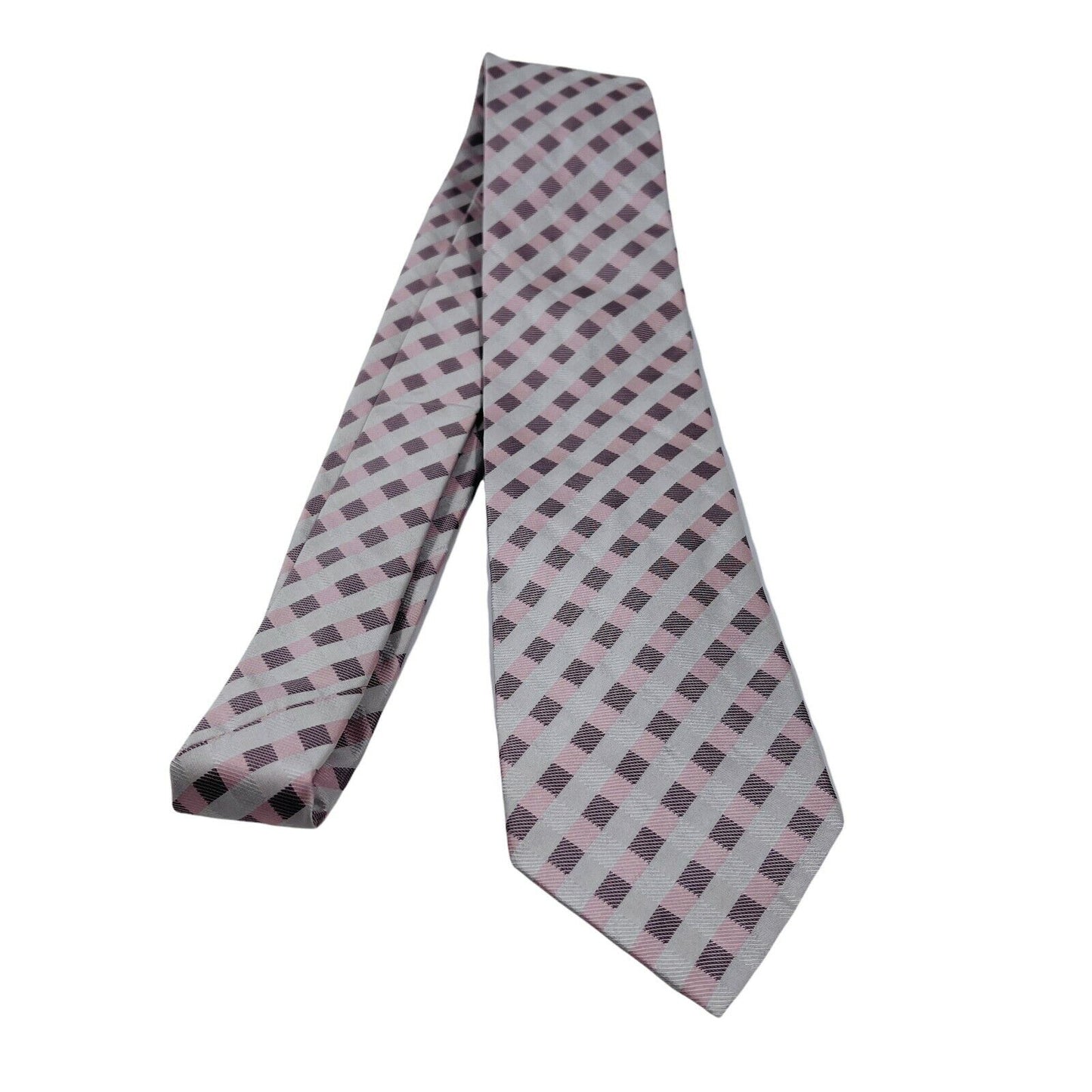 GANT Grey Pink Gingham Check 100% Silk Hand Made Tie