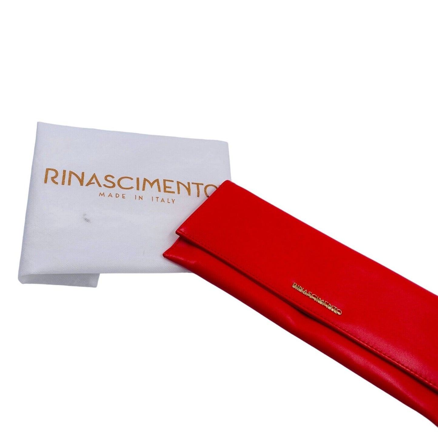 Rinascimento Red Eco Leather Gold Colour Chain Handle Clutch Bag