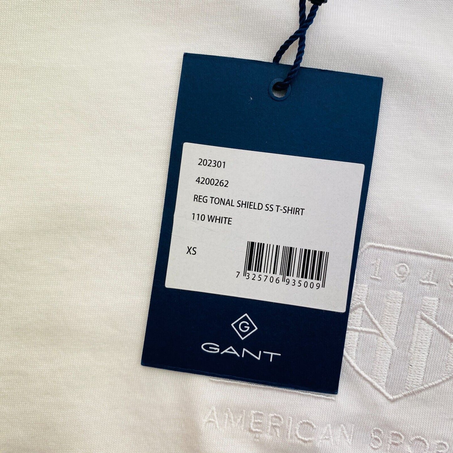 GANT Women White Tonal Archive Shield Crew Neck T Shirt Size XS