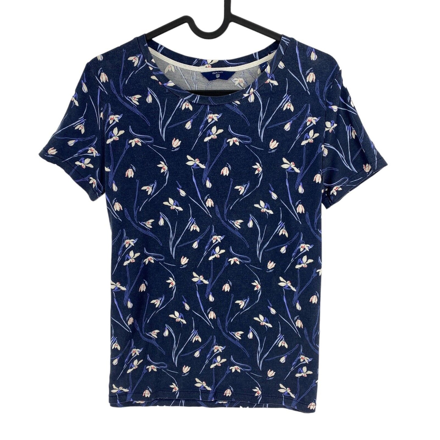 GANT Navy Blue Floral Print Crew Neck T Shirt Size XS