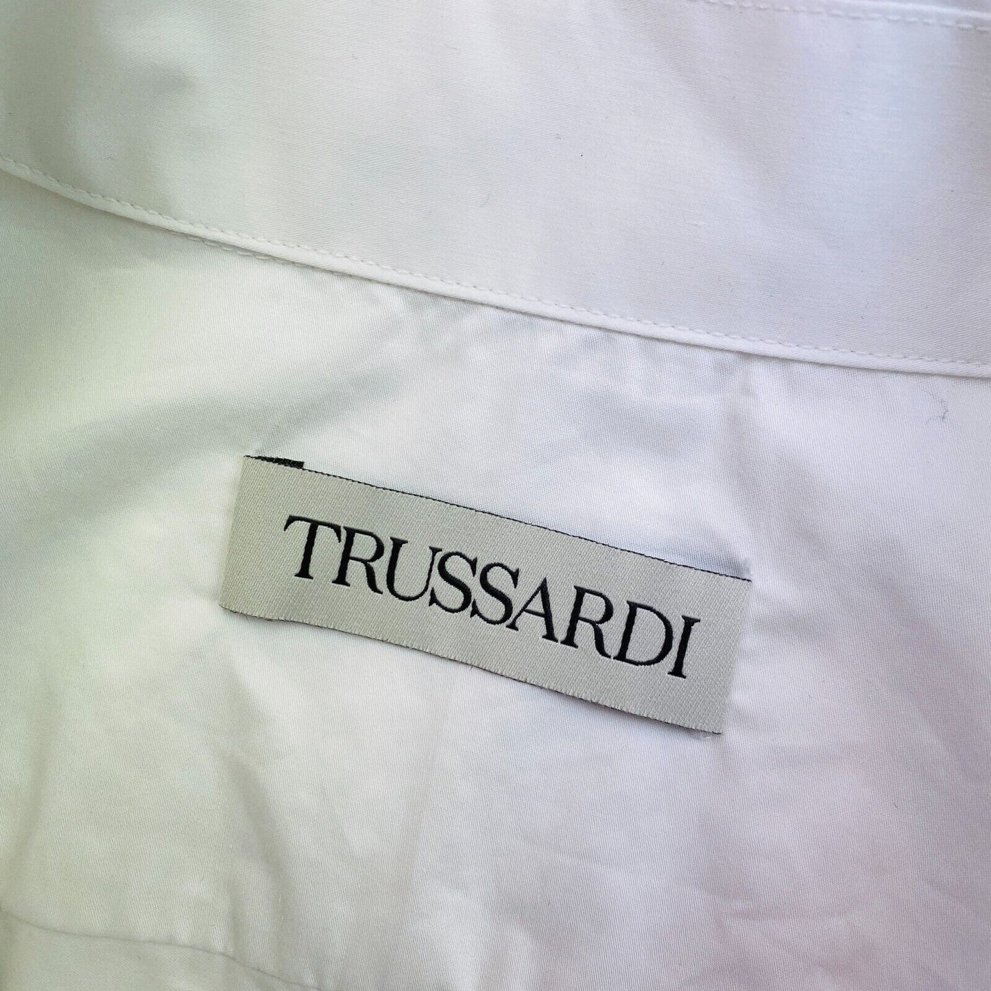 TRUSSARDI Weißes Hemd mit durchgehendem Reißverschluss, Größe 44 EU 40 UK 12 US 10