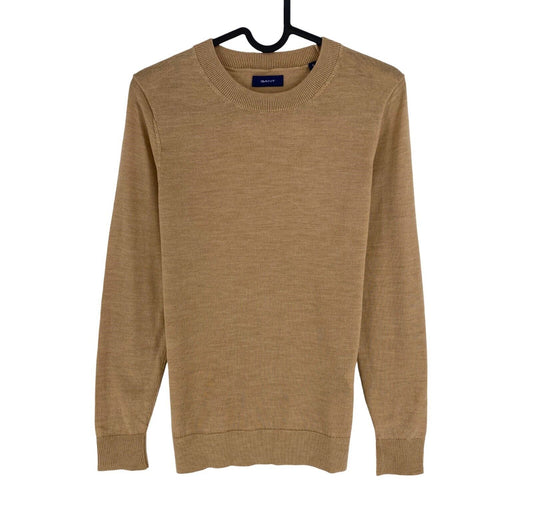 GANT Women Brown 100% Wool Crew Neck Sweater Pullover Size S