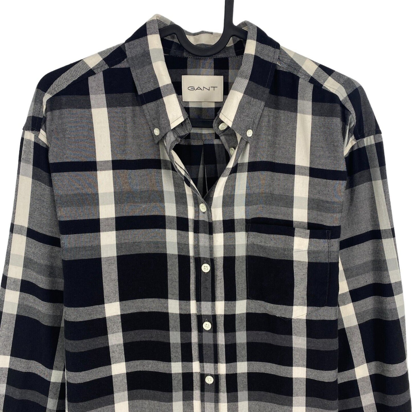 GANT Black Relaxed Checked Flannel BD Shirt Size EU 34 UK 6 US 4