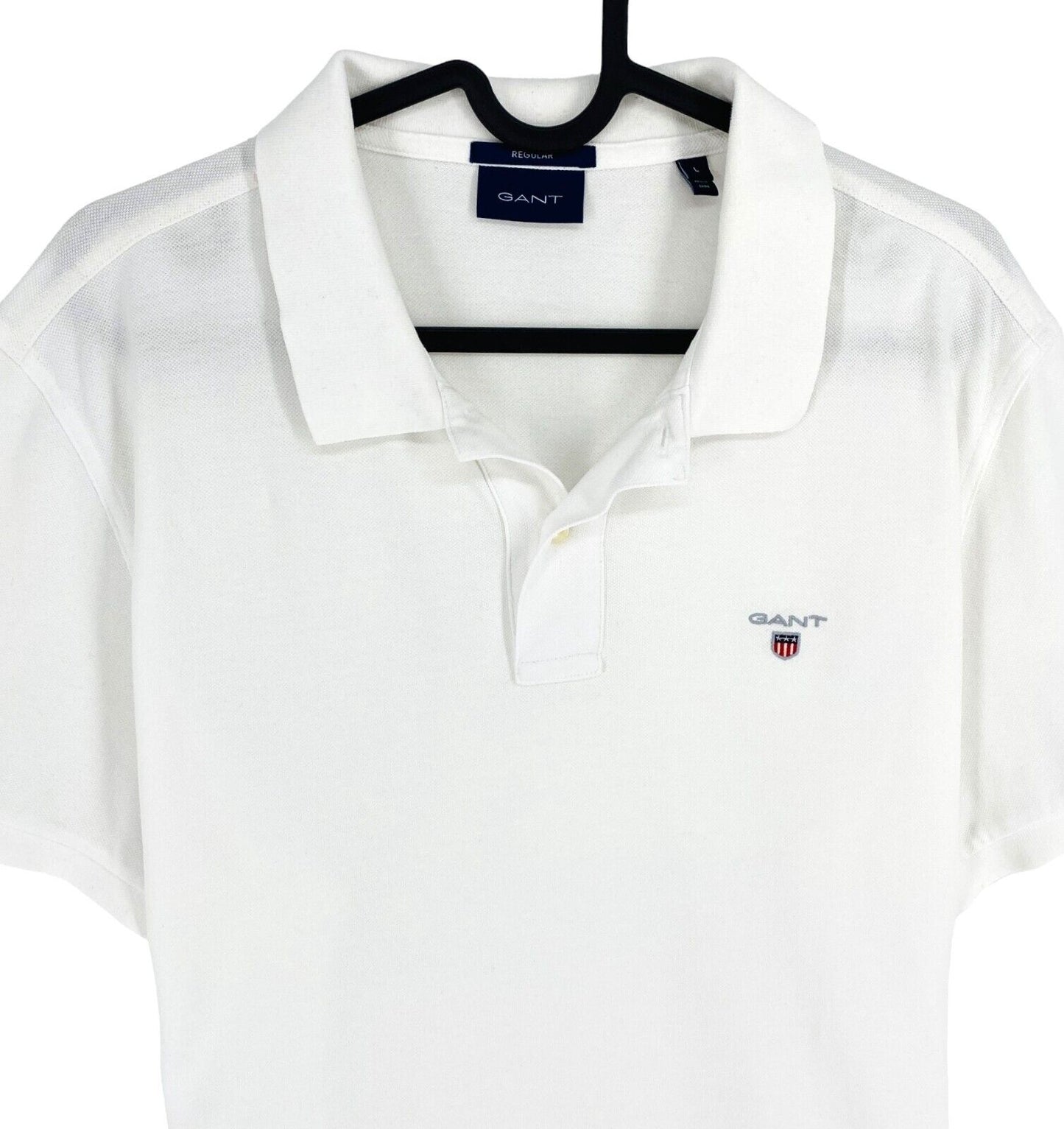 GANT Men White Original Regular Fit Pique Rugger Polo Shirt Size M