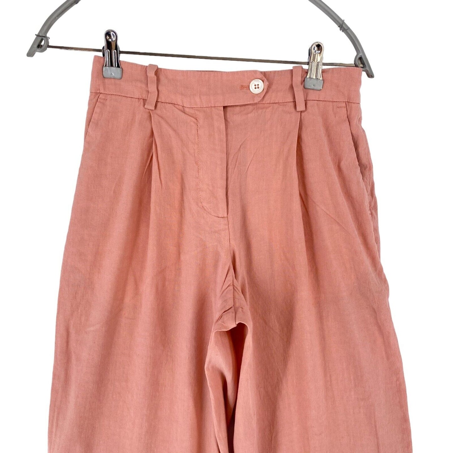 GANT Women Pink Relaxed Wide Leg Fit Linen Blend Trousers EUR 34 UK 6 US 4 W24