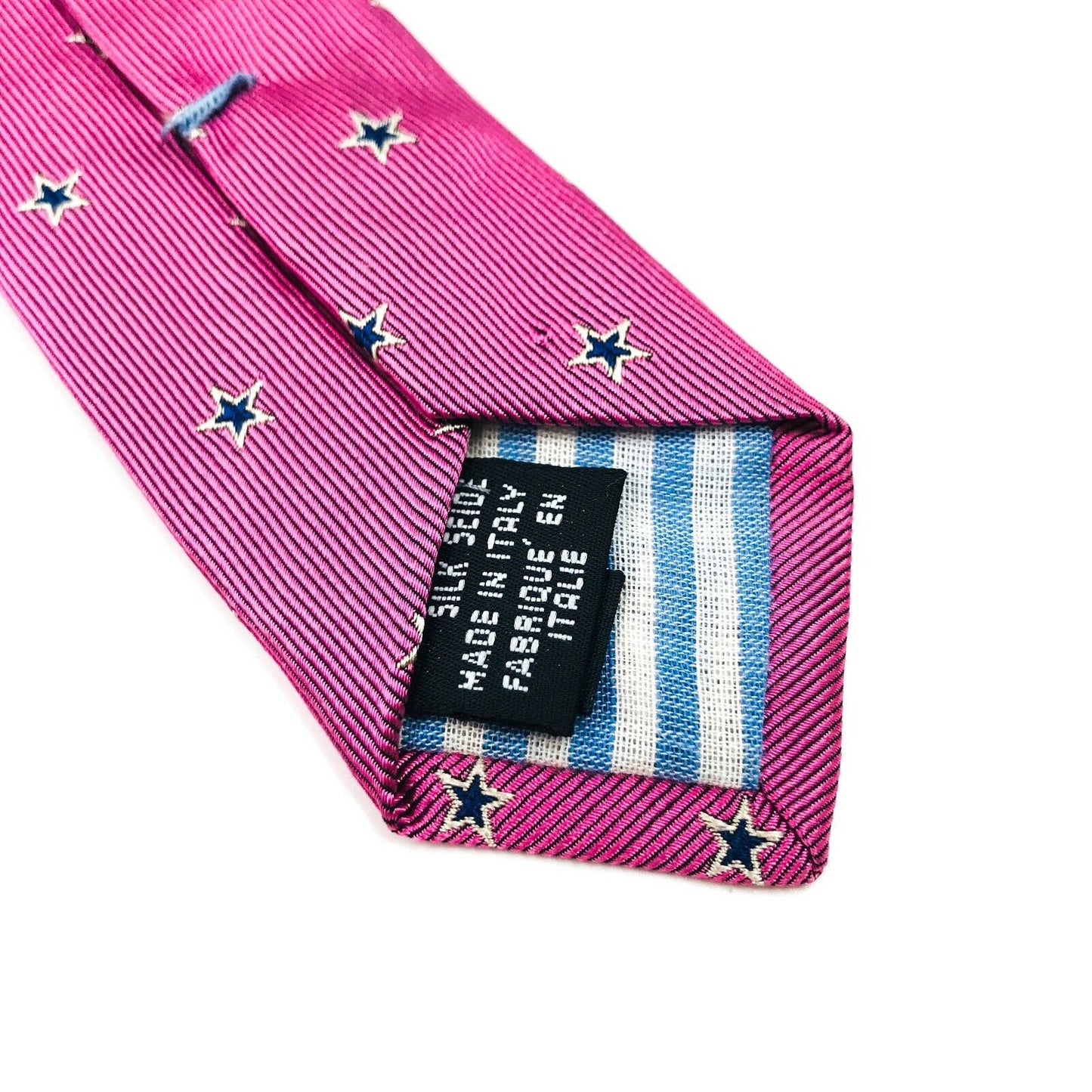 GANT Pink with Blue Stars Ornament 100% Silk Tie Made In Italy