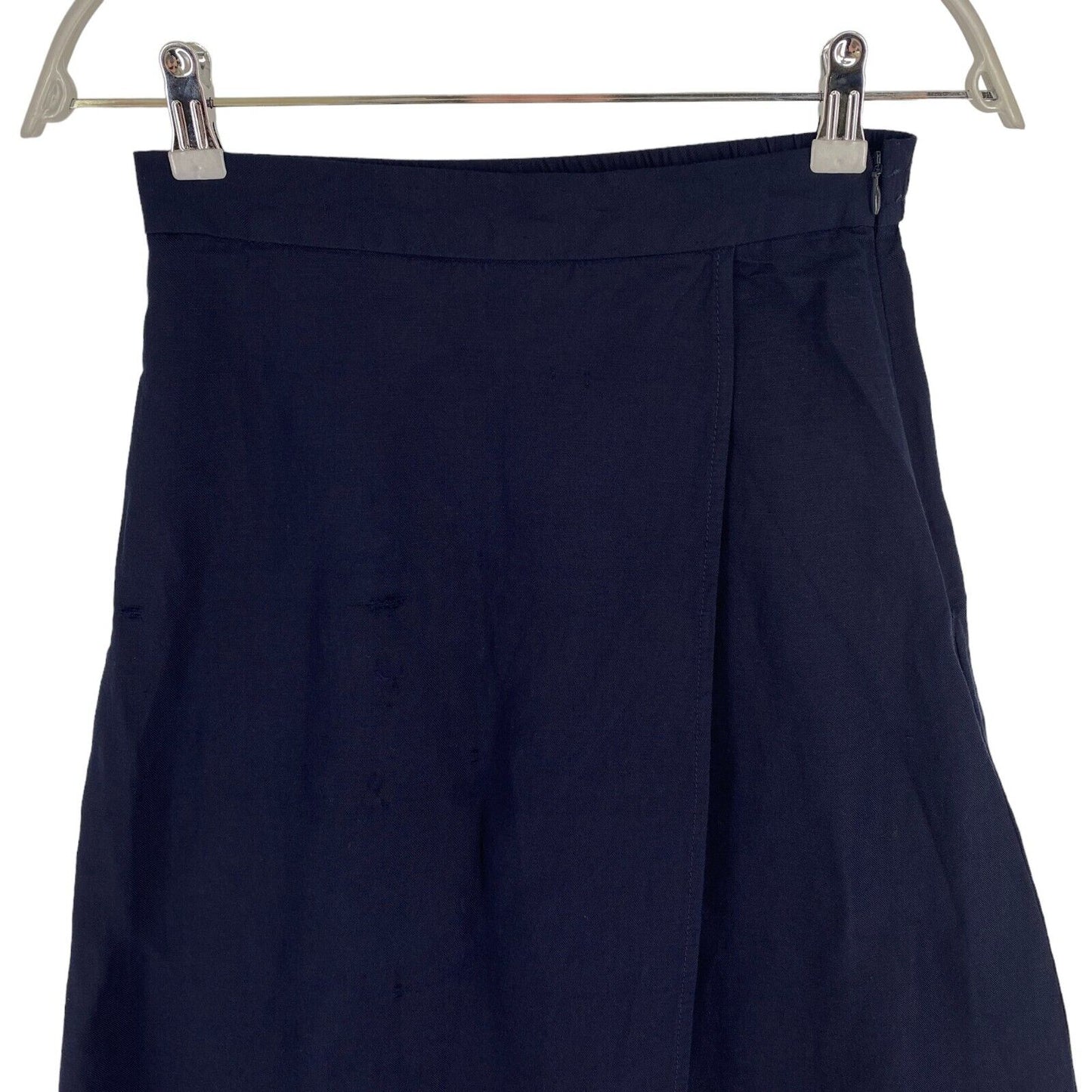 GANT Women Navy Blue Linen Viscose Midi Skirt Size XS