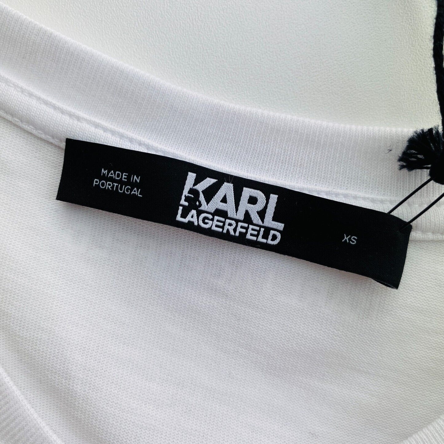 Karl Lagerfeld White Bow Crew Neck T Shirt Size XS