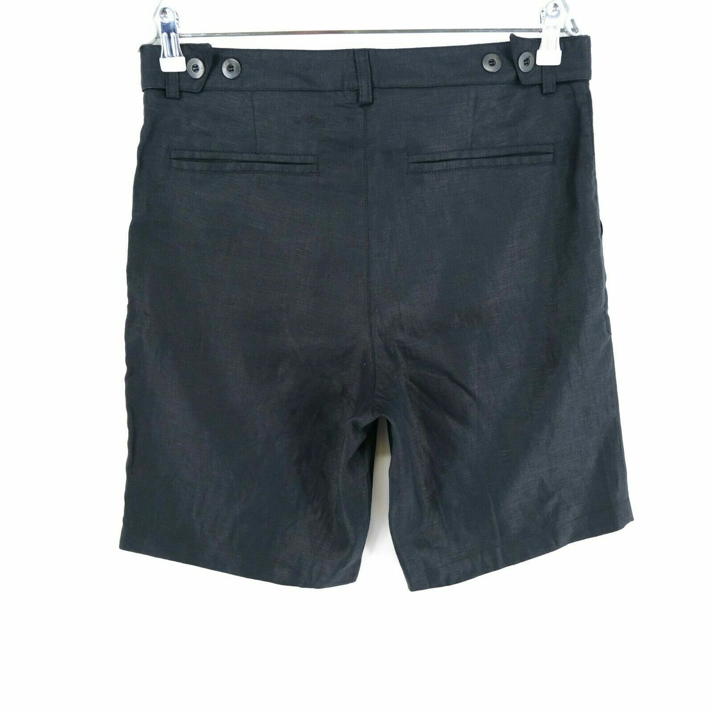 RRP €120 LAK Black 100% Linen Bermuda Shorts Size 46 48 50