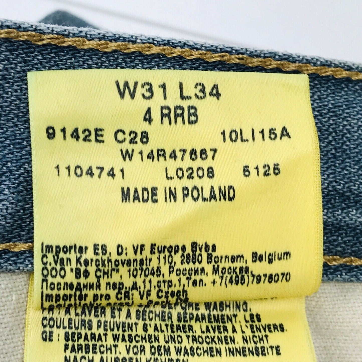 Wrangler 4 RRB Blue Regular Straight Fit Jeans Size W31 L33