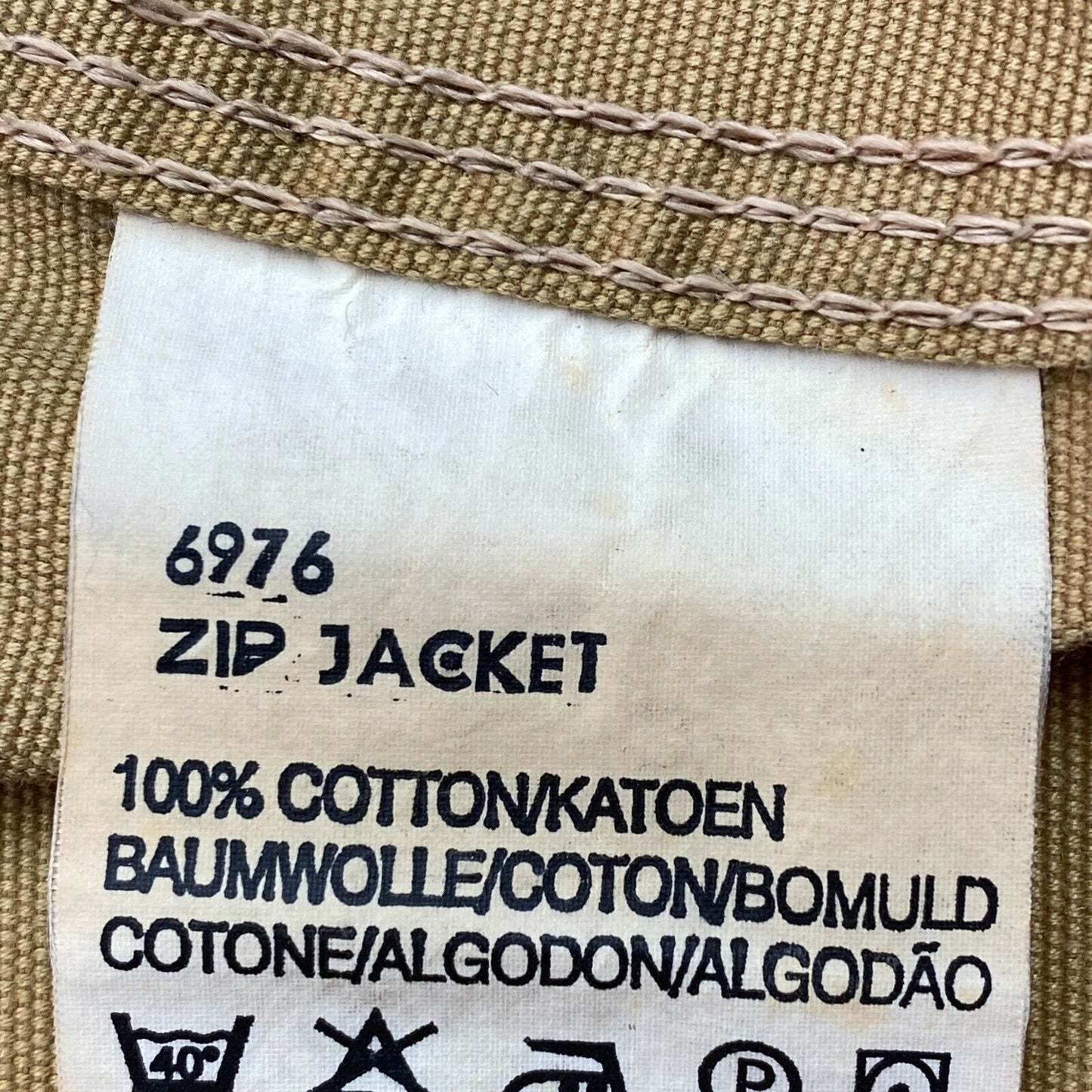 Lee Hellbraune Jacke mit Reißverschluss, 100 % Baumwolle, Größe M