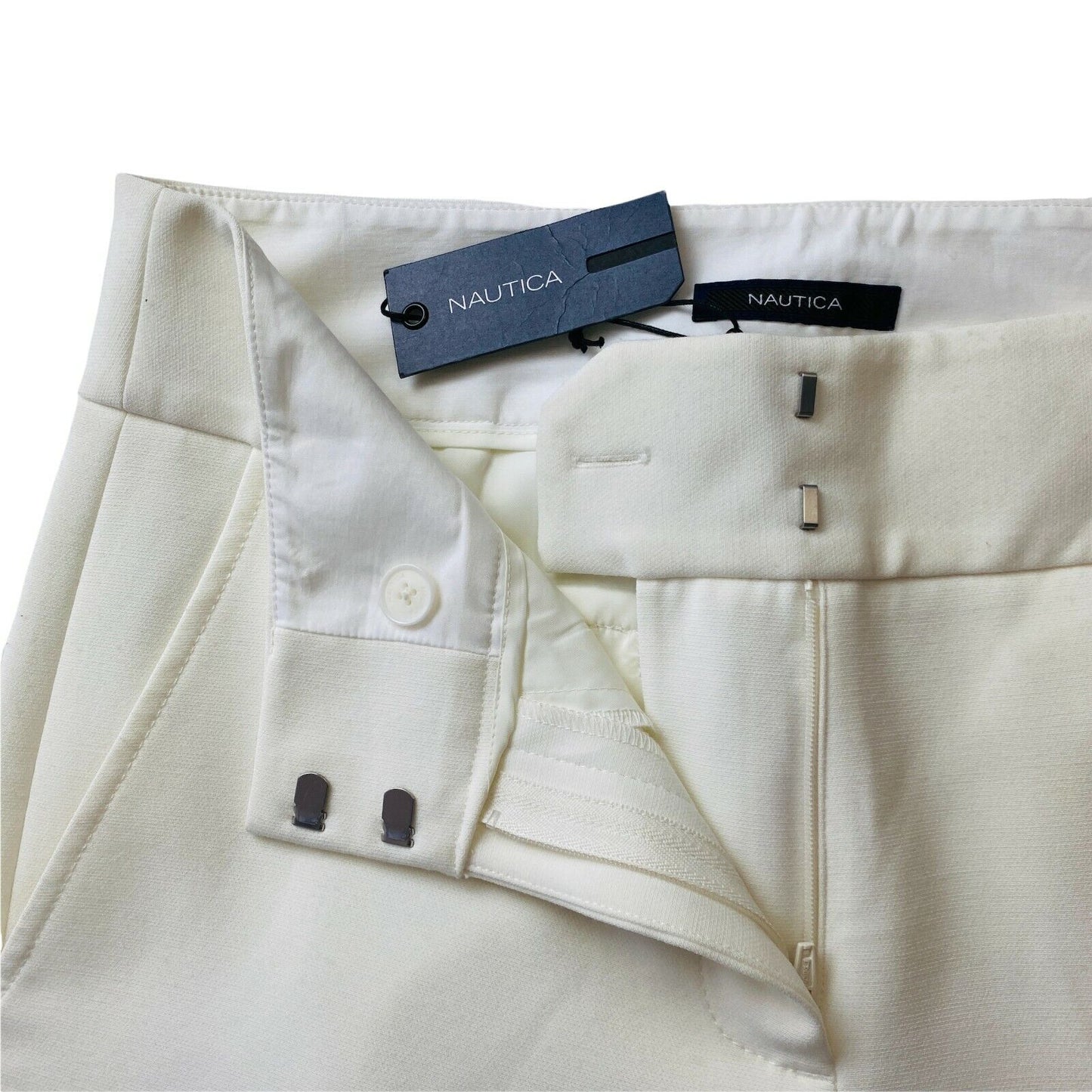 NAUTICA Women White Stretch Relaxed Straight Fit Cropped Trousers US 0 W28 4 W30