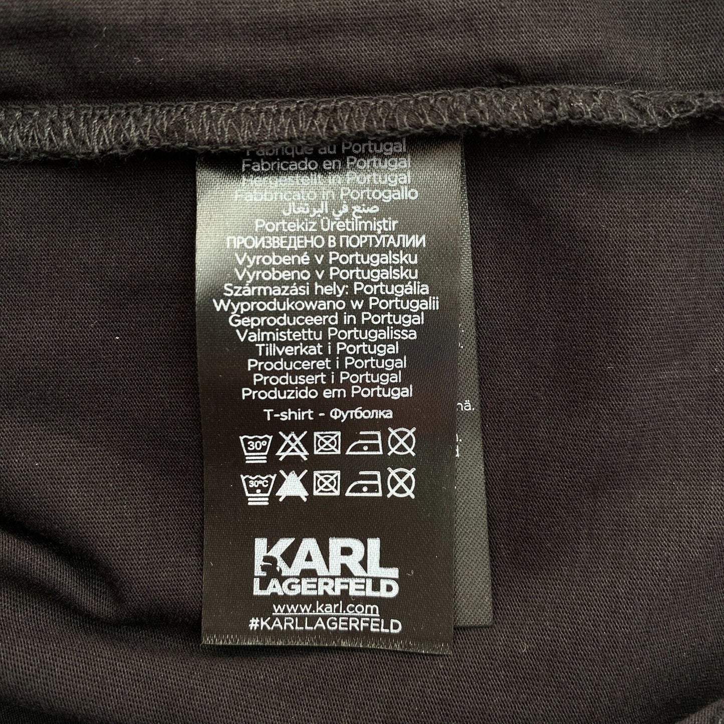 Karl Lagerfeld T-Shirt mit Rundhalsausschnitt, Bouclé, Karl Head, Schwarz, Größe XS