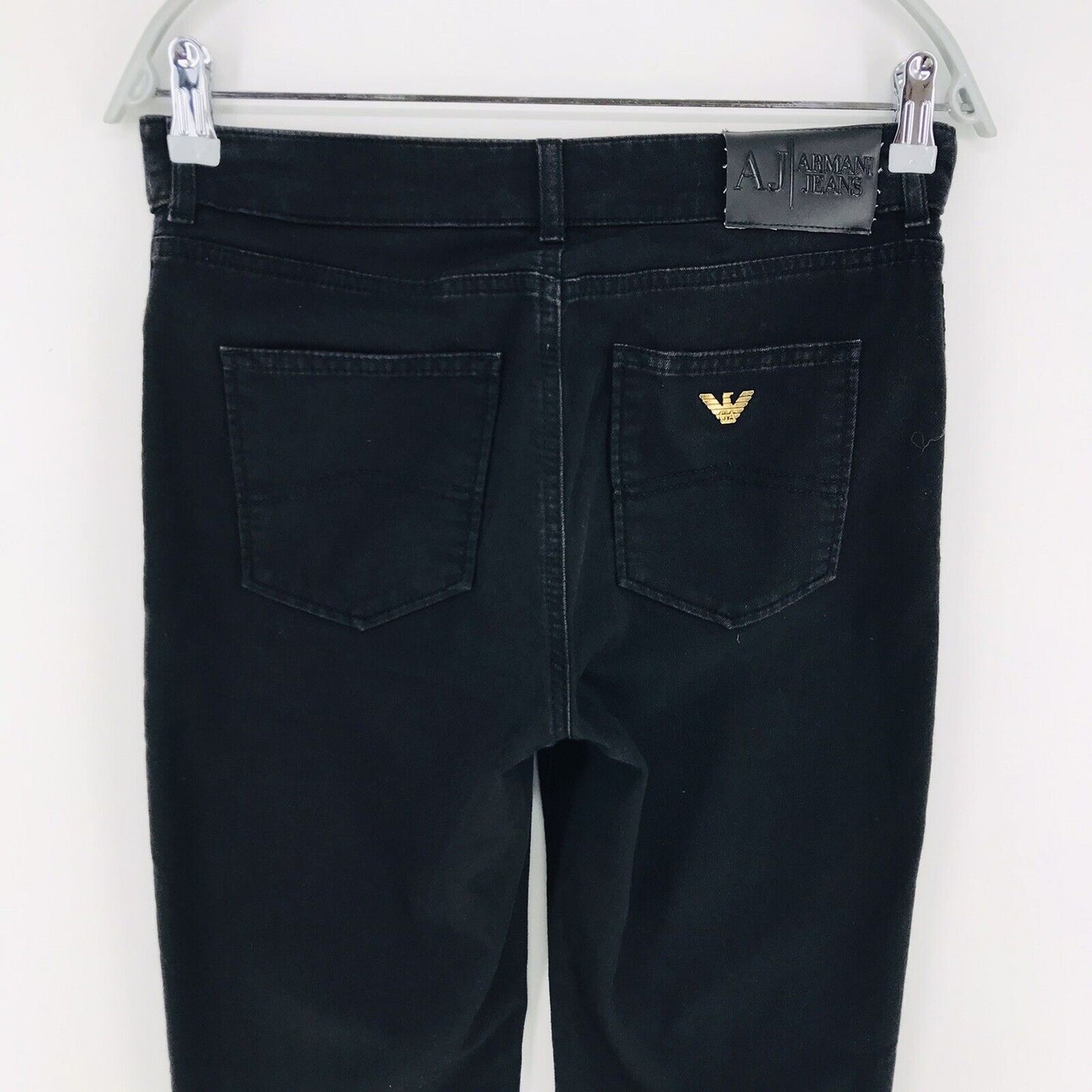 Armani Jeans Women Black Stretch Regular Straight Fit Jeans W28 L32