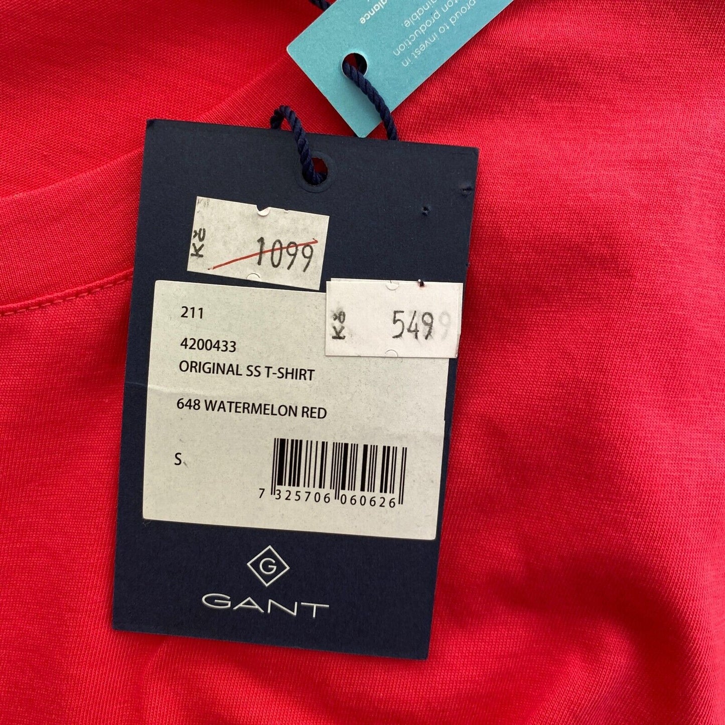 GANT T-shirt à col rond original rouge taille S