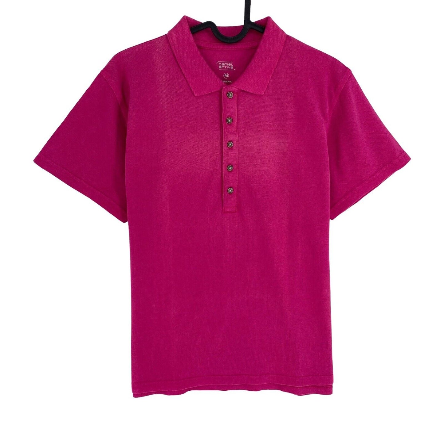 Camel Active Women Dark Pink Solid Short Sleeves Pique Polo Shirt Size M