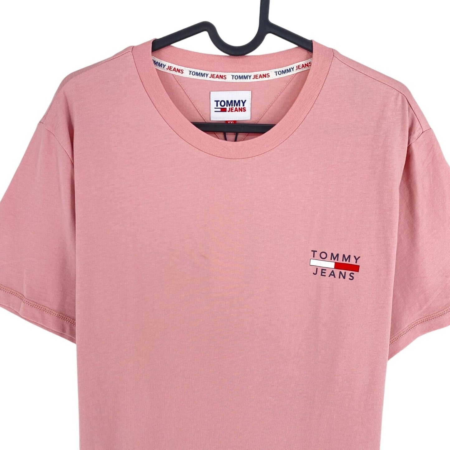 TOMMY HILFIGER JEANS Men Pink Logo Short Sleeve Crew Neck T-Shirt Size 2XL XXL