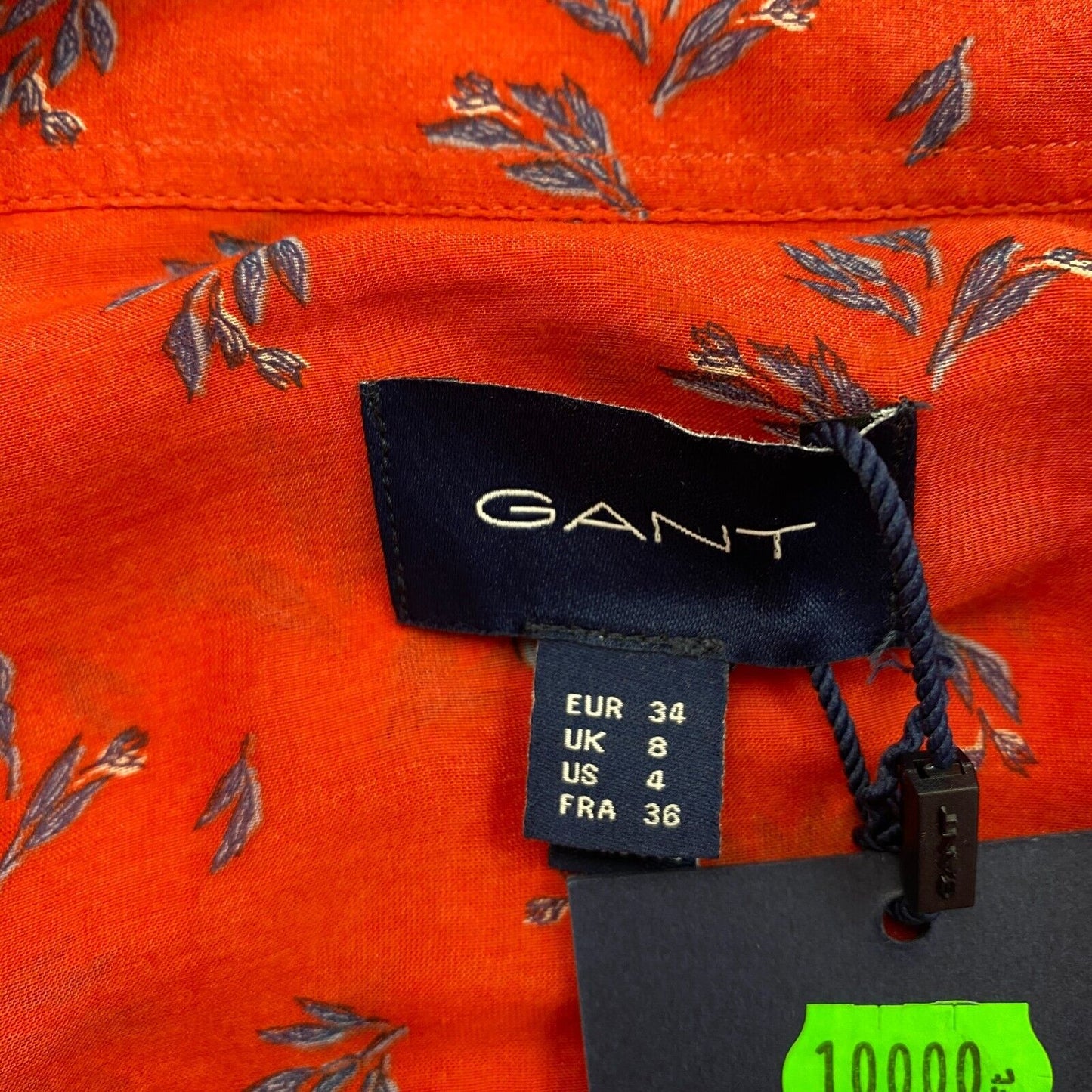 GANT Orange Breezy Harvest Baumwoll-Seidenhemd Größe EU 34 UK 8 US 4