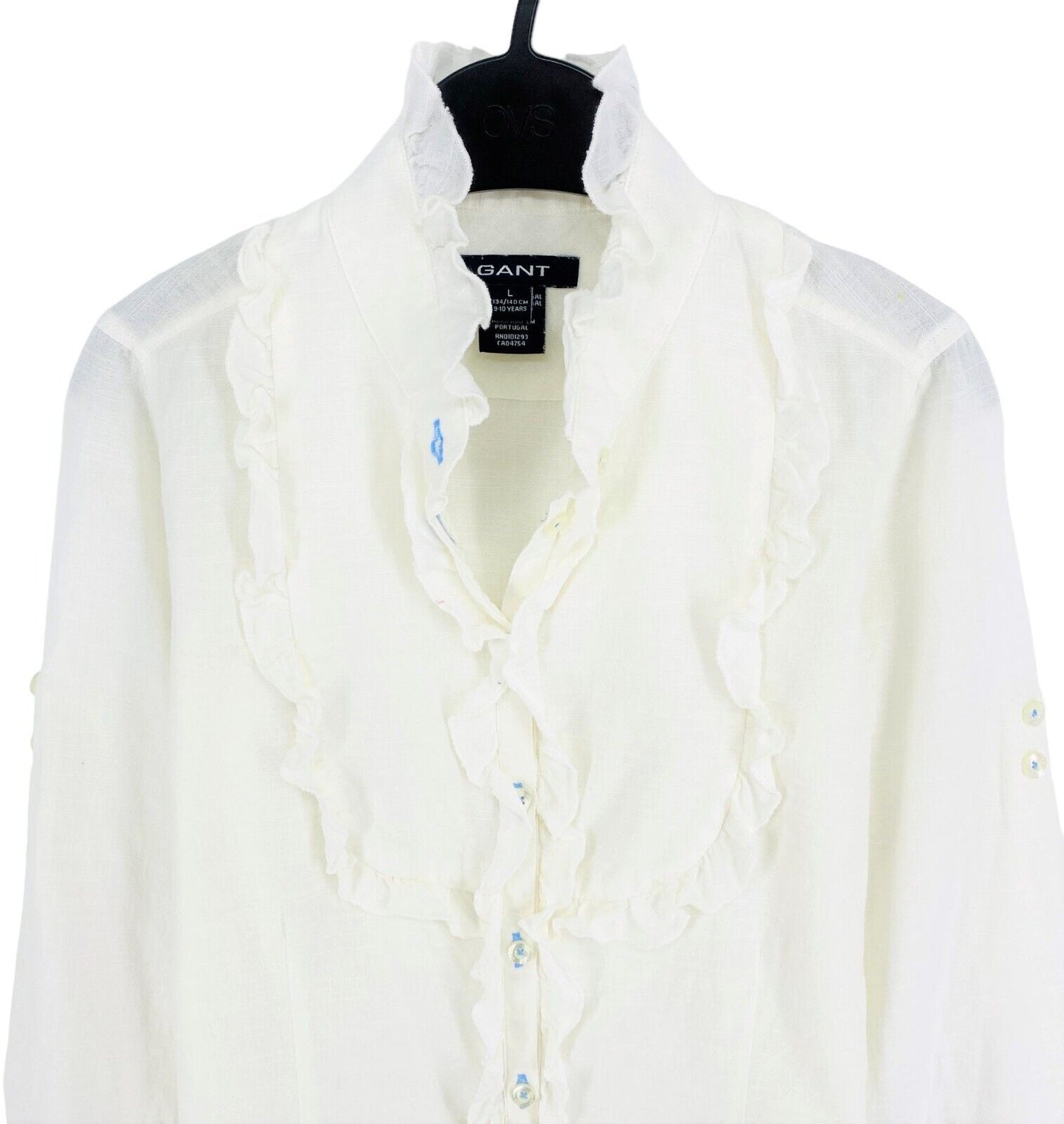 GANT Girls White Long Sleeves Shirt Size 134/140 cm 9-10 Years