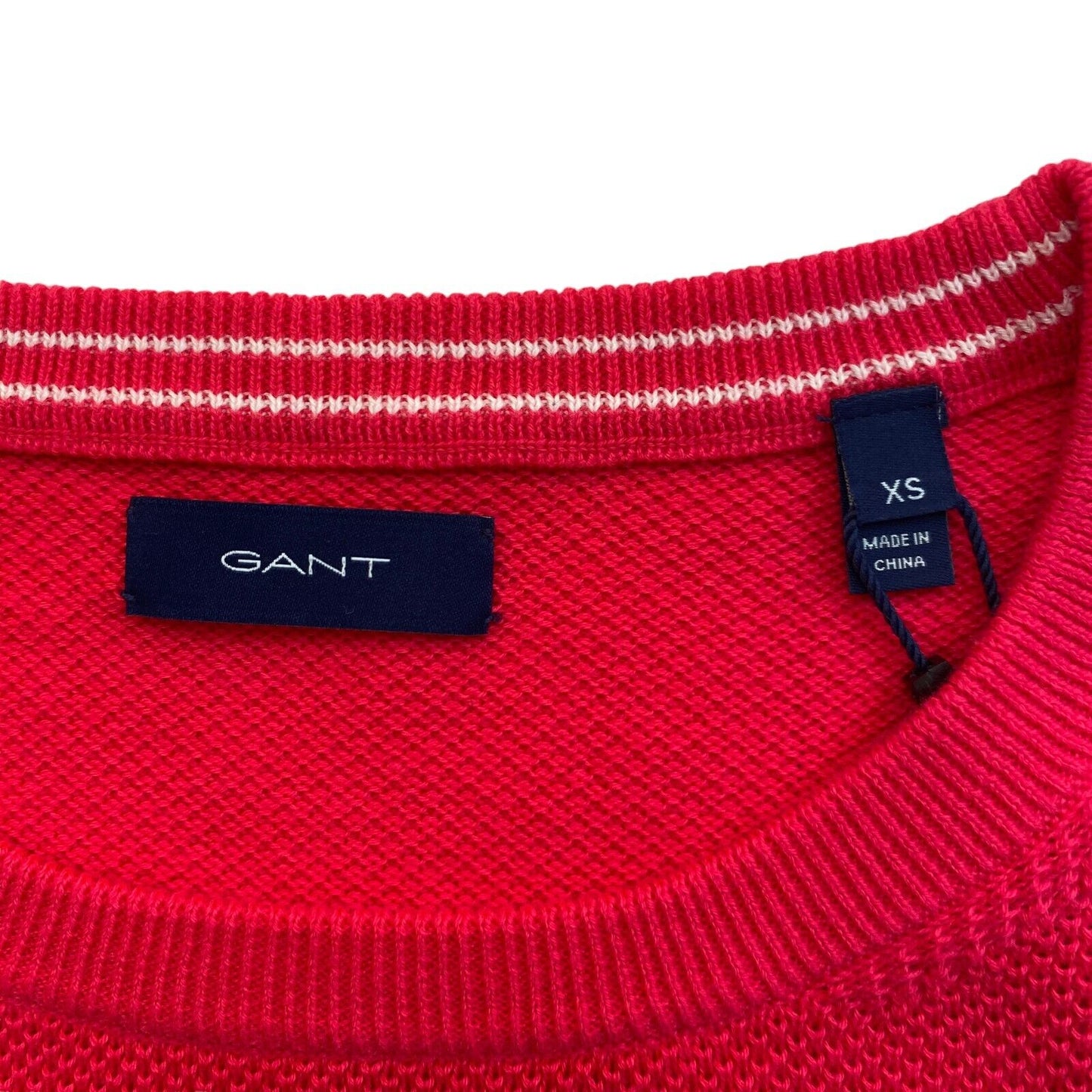 GANT Reddish Pink Cotton Pique Crew Neck Sweater Jumper Size XS