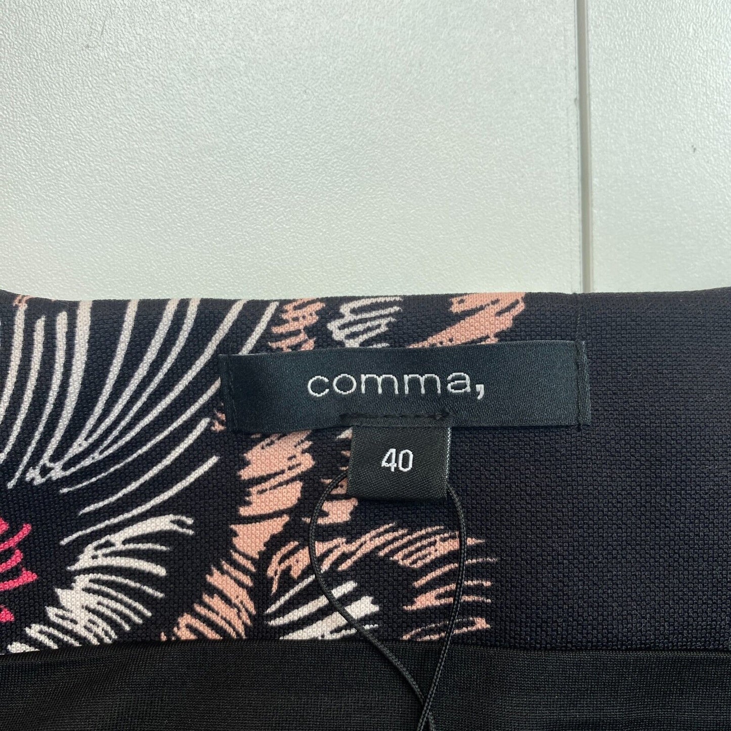 COMMA Women Black Floral Half Sleeves Dress Size EU 40 UK 14 US 10