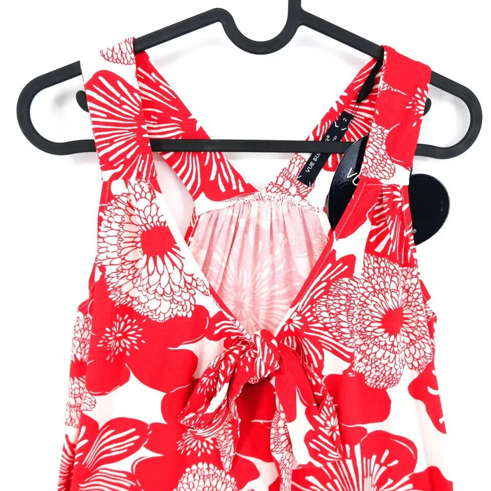 VUE SUR MER Women Red Flower Print Sleeveless Top Blouse Size 3 / L