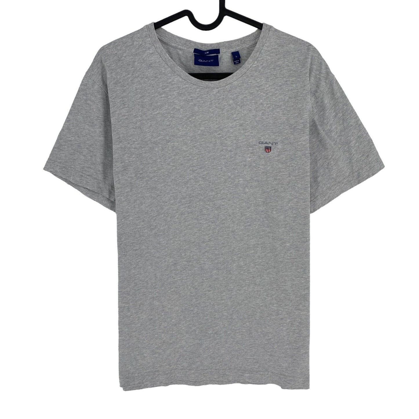 GANT Men Grey Original Slim Fit Crew Neck Short Sleeves T Shirt Size L