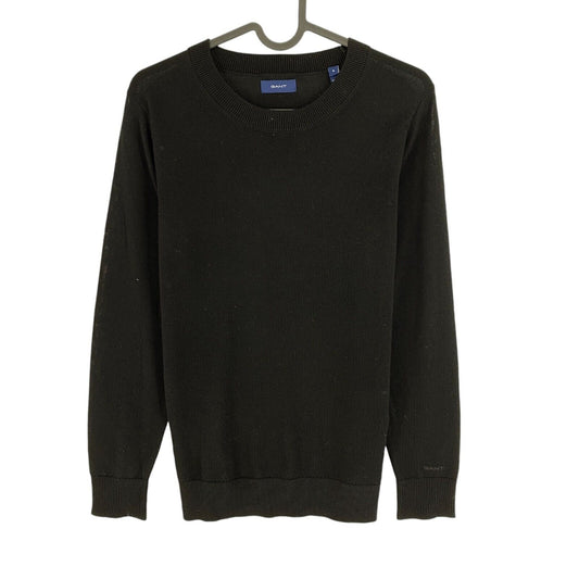 GANT Women Black 100% Wool Crew Neck Sweater Jumper Size S