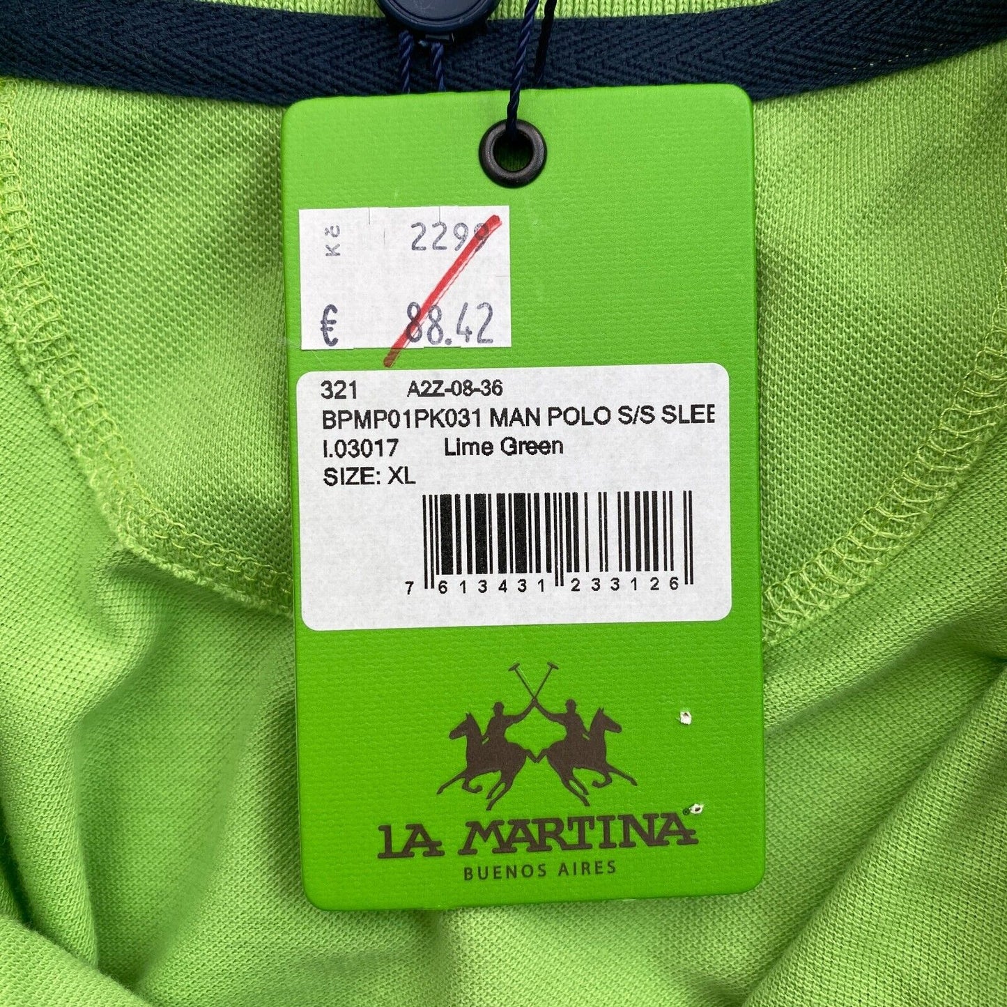 LA MARTINA Men Green Cotton Piquet Short Sleeves Polo Shirt Size XL