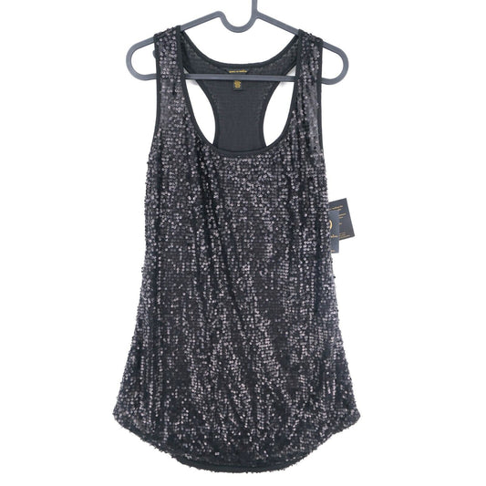 RRP €116 DEREON Black Sequin Scoop Neck Dress Size M