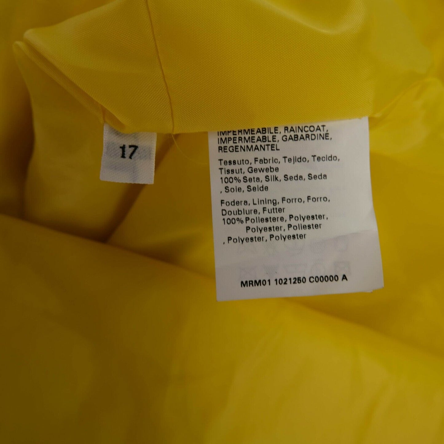 PERSONA Yellow 100% Silk Long Rain Coat Jacket Size EUR 38 UK 10 US 8