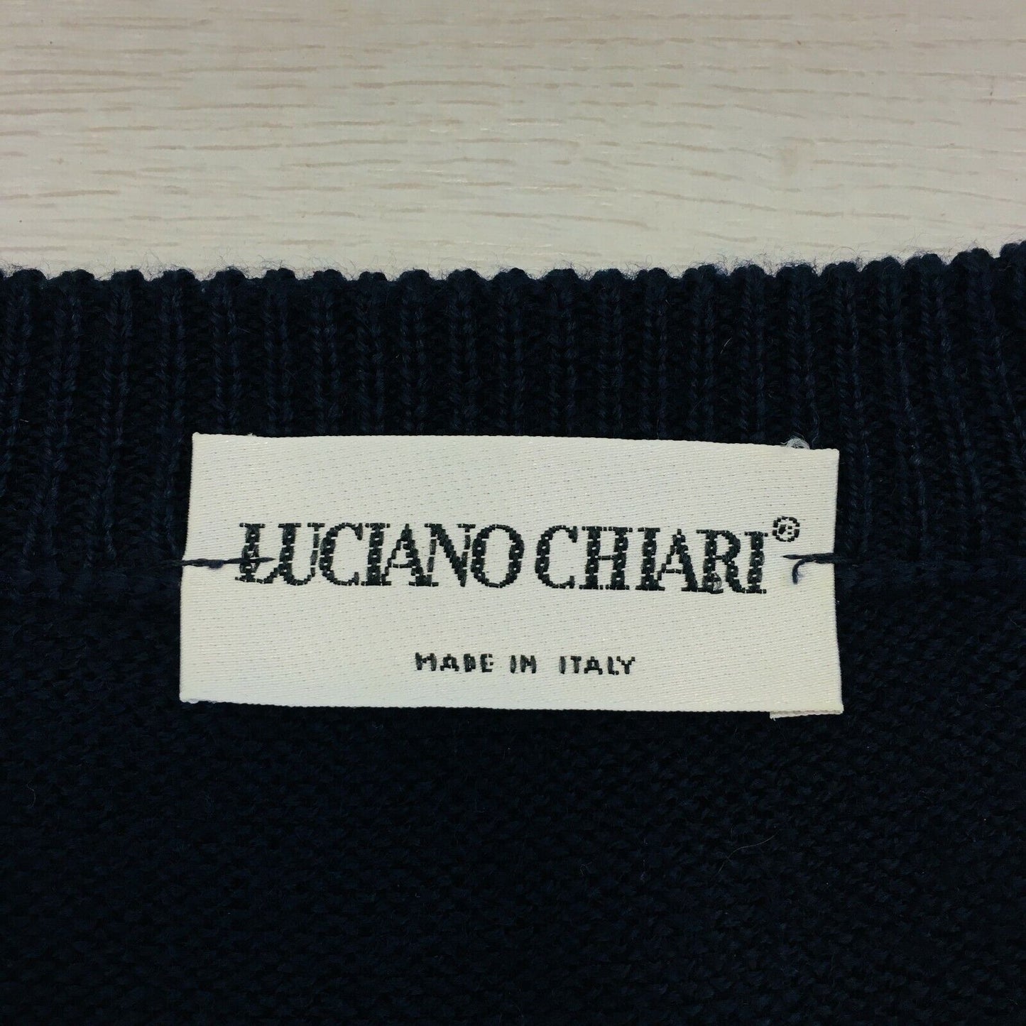 LUCIANO CHIARI Vintage Cosby 90s Dark Blue Sweater Jumper EUR 56 US UK 46