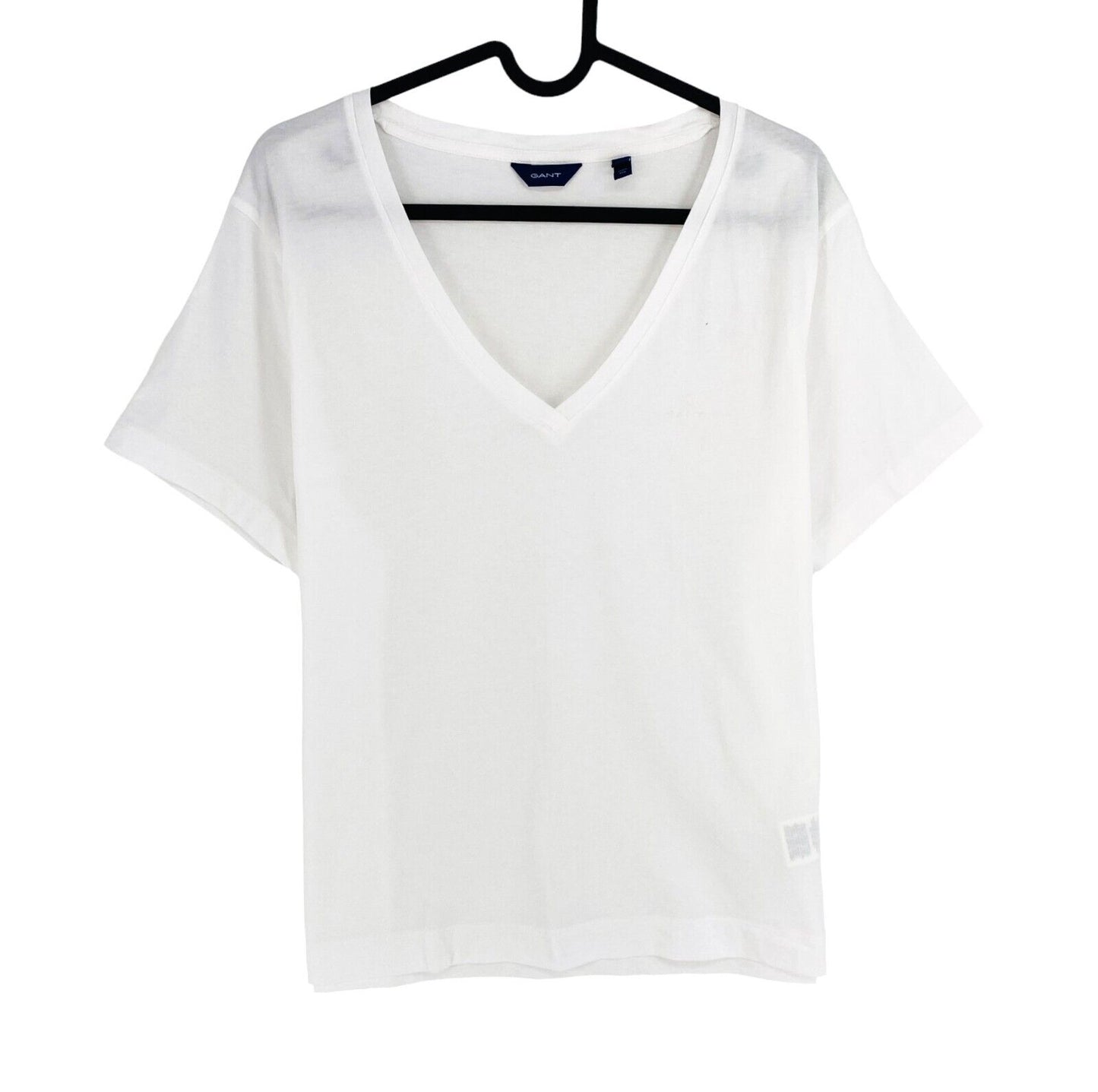 GANT Women White Original V Neck Short Sleeve T Shirt Size L