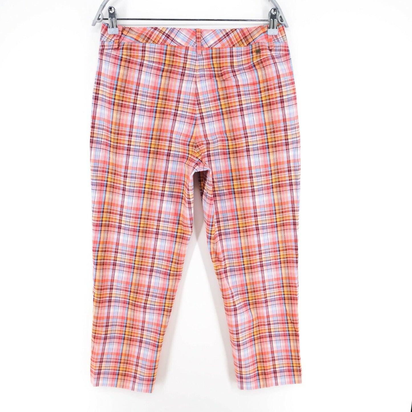 TOMMY HILFIGER Pink Sasha Check Cropped Pants Trousers Size 8 EU 38 UK 10 US 6