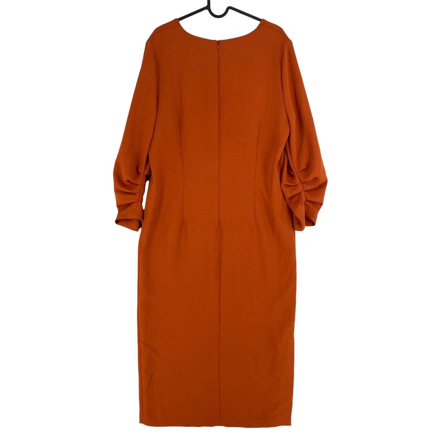 Xandres Women Dark Orange V Neck Long Sleeves Dress Size EUR 42 UK 14 US 12