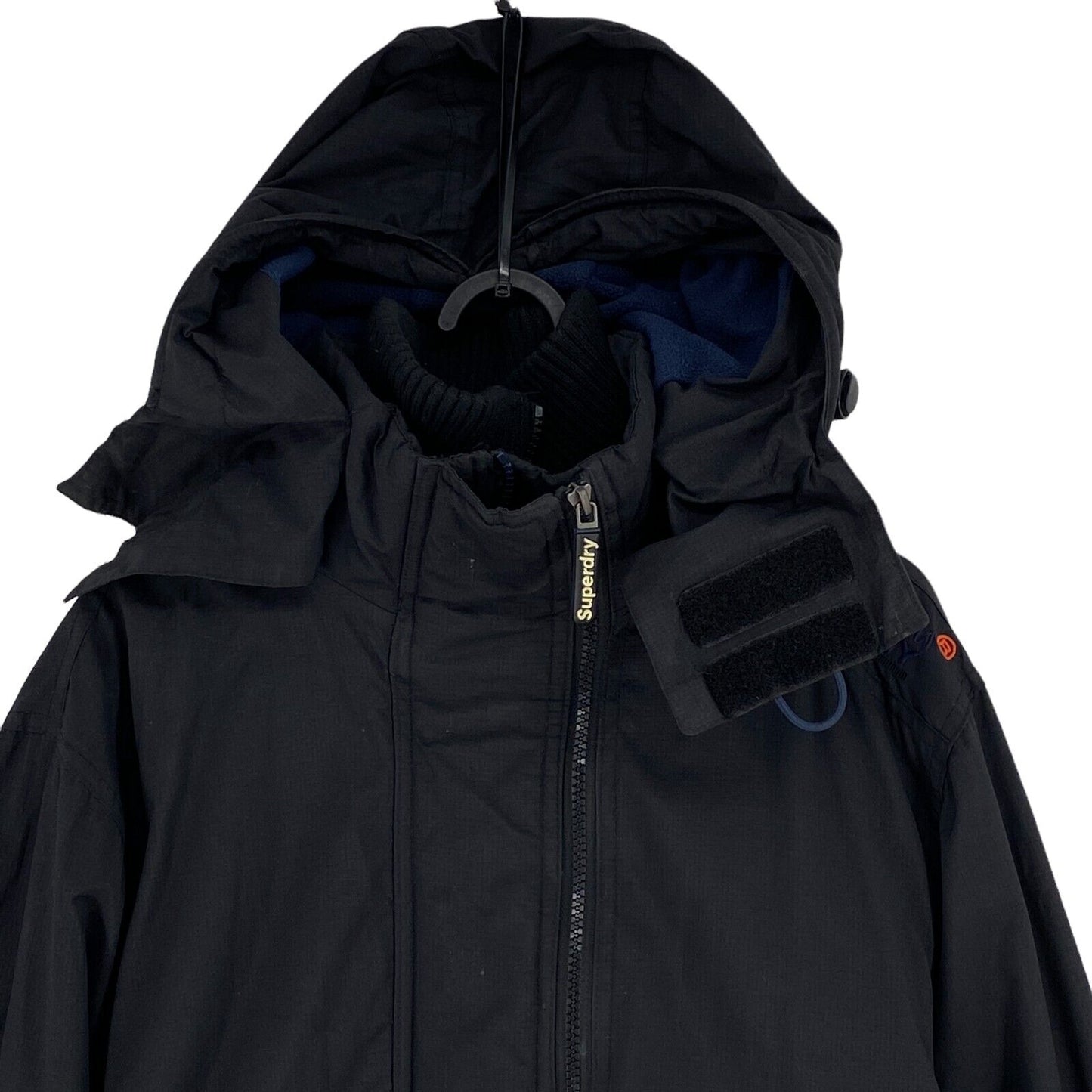 SUPERDRY Original Windcheater Schwarze Kapuzenjacke Größe M