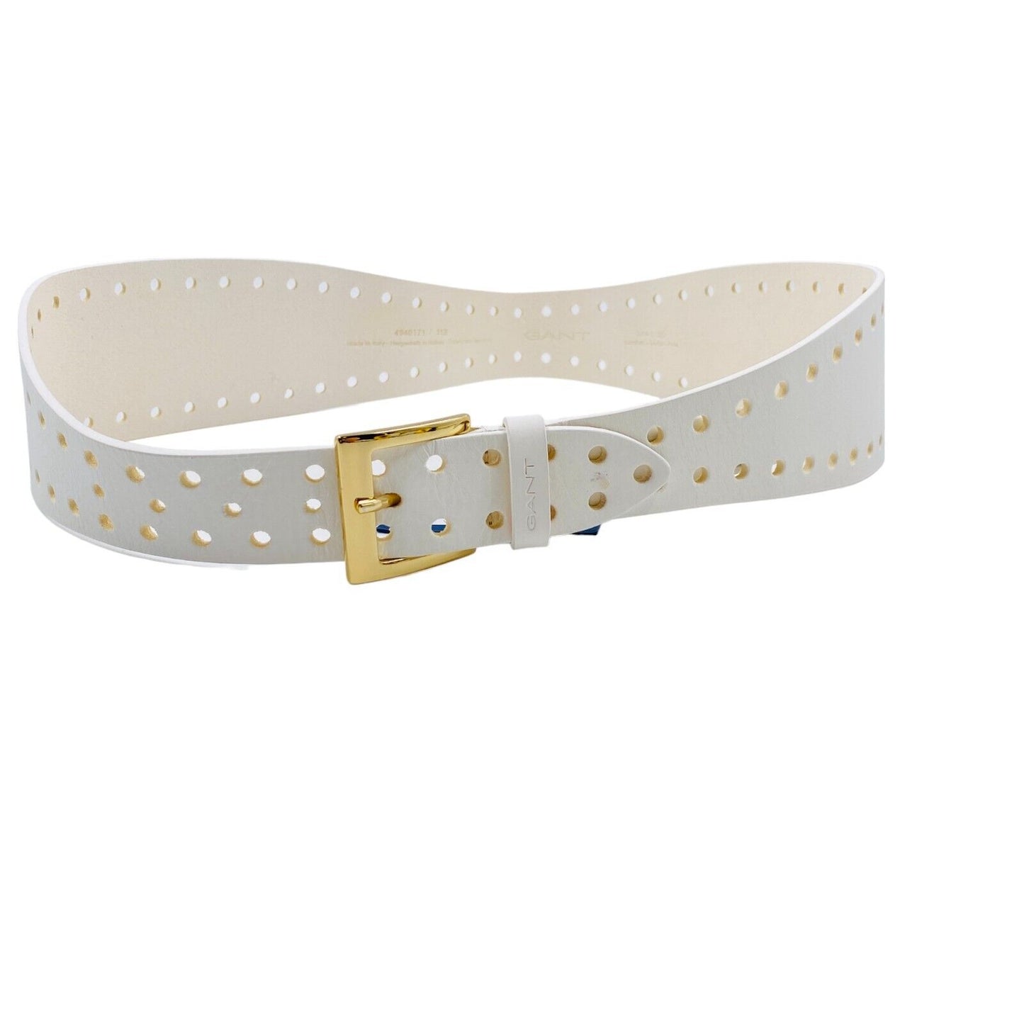 GANT Ceinture perforée 100 % cuir blanc pour femme Taille 80 cm 32 po.