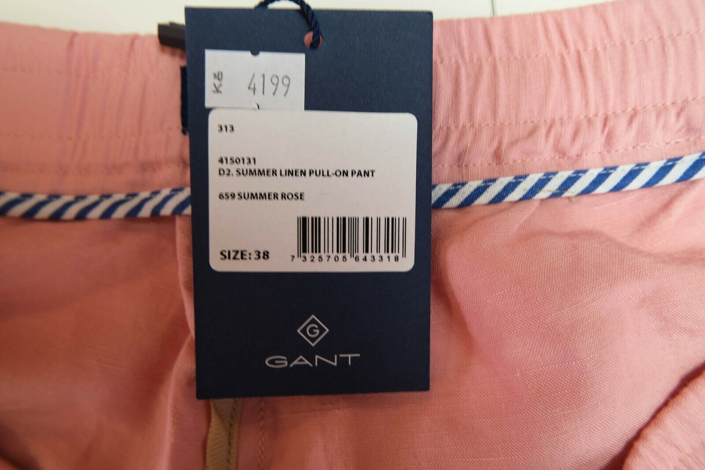 GANT Pink Summer Linen Pull On Pants Trousers Size EUR 38 UK 10 US 8