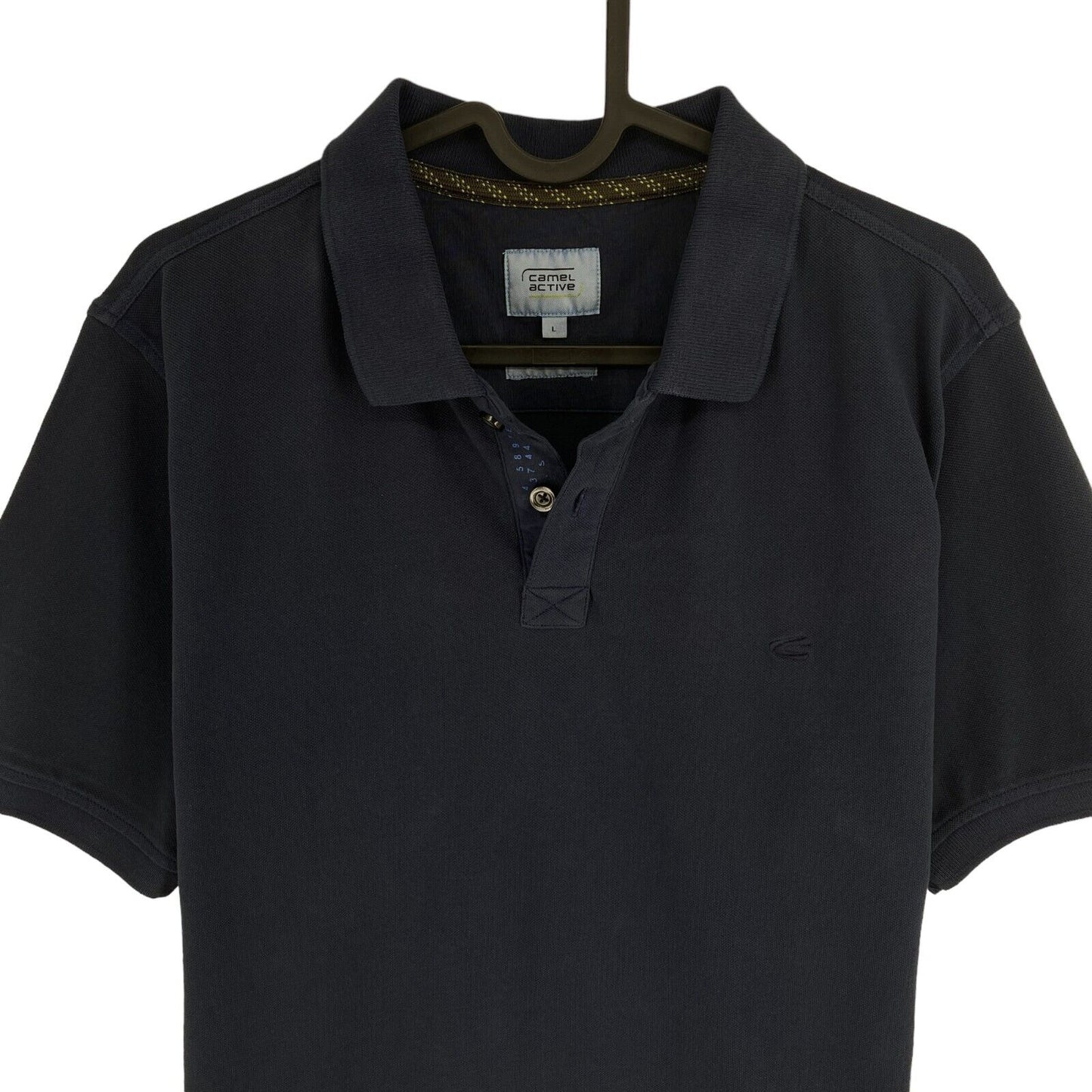 Camel Active Men Navy Blue Garment Dyed Short Sleeves Polo Shirt Size L