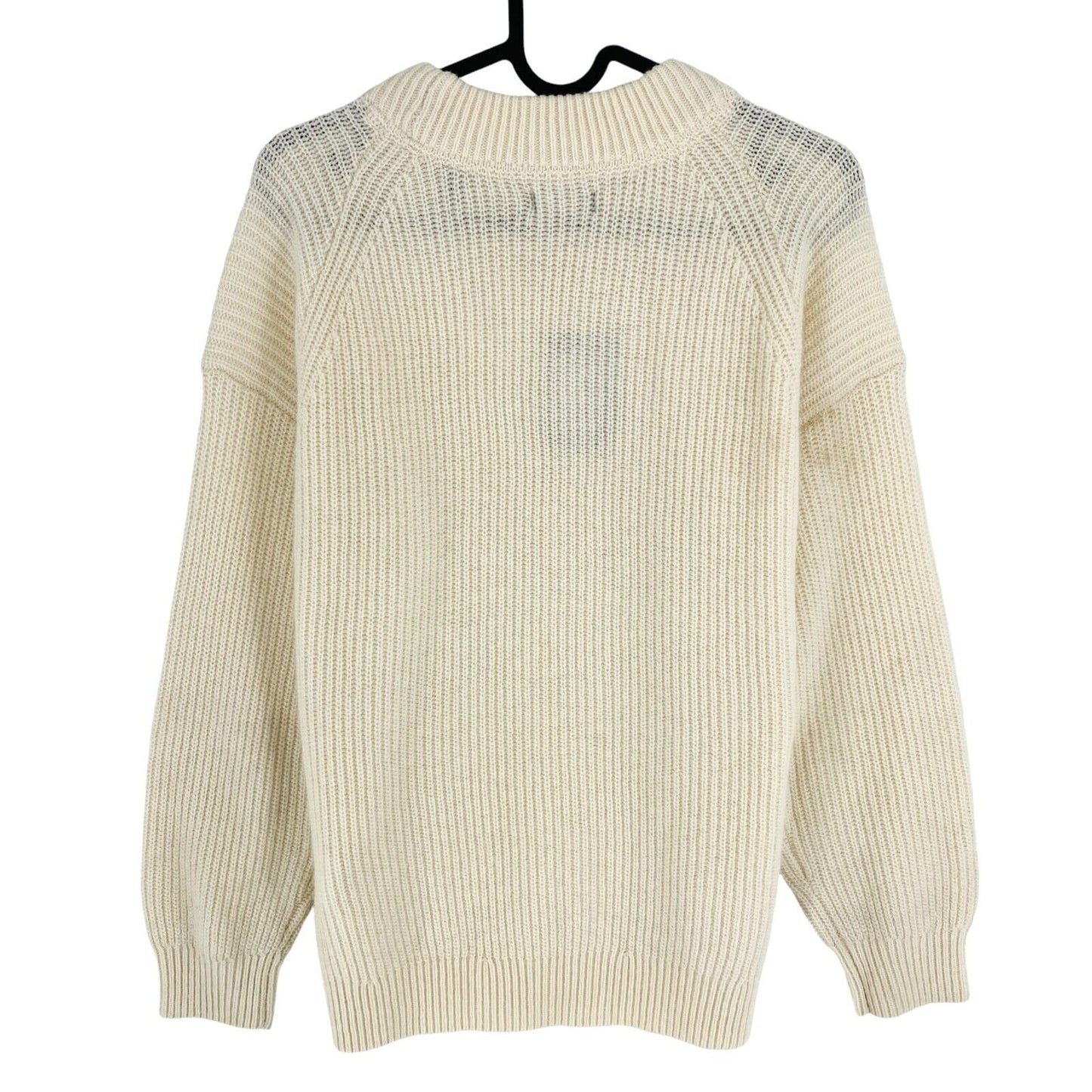 GANT Women Beige Rib Wool Crew Neck Sweater Jumper Size S