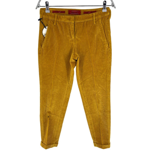 JACOB COHEN Women BRIGITTE Yellow Corduroy Capri Pants Trousers Size W26