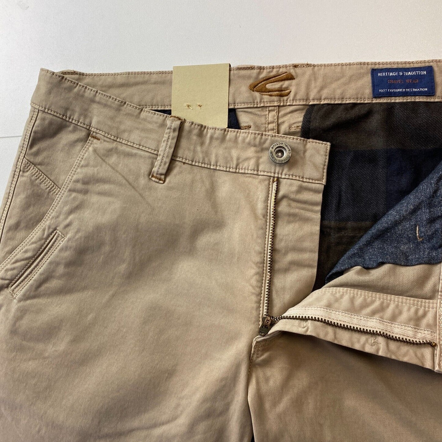 Camel Active MADISON Beige Modern Slim Fit Chino Trousers W32 L30