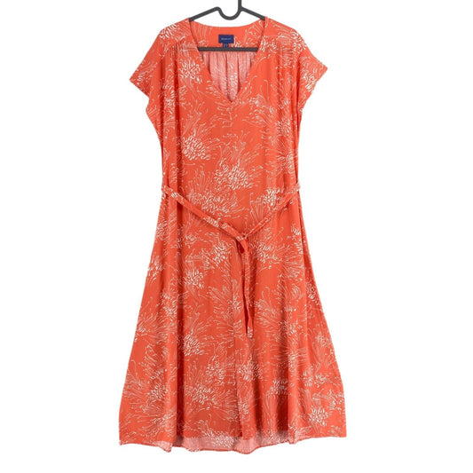 GANT Orange V Neck Printed Beach A Line Dress Size EU 36 UK 10 US 6