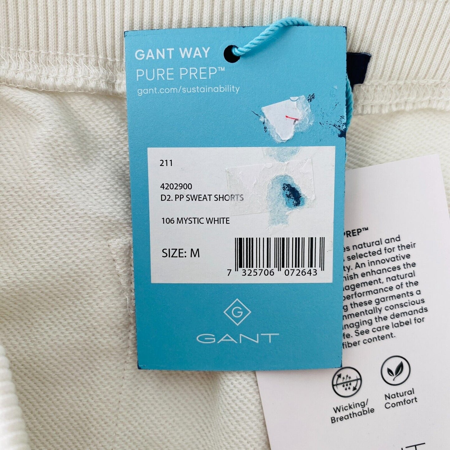 GANT Women White Relaxed Fit Sweat Shorts Size M